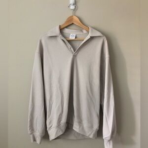 Aritzia TNA Airy Fleece Boyfriend Polo Long Sleeve - Size S